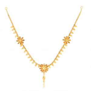 Tri Daisy Design Gold Necklace