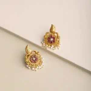 Gold Ethnic Stud Earrings