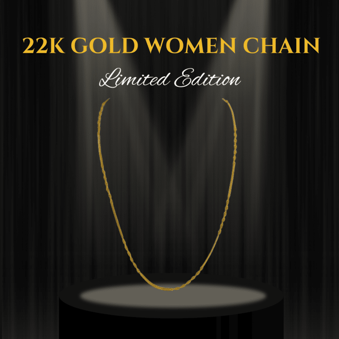 Elegant 22K Gold Women Plain Blade Style Chain - 4.06g